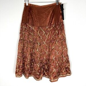 Bentley A Roma Skirt Satin Sequin Midi Womens 4 Fairy Grunge Boho Pirate‎ Indie